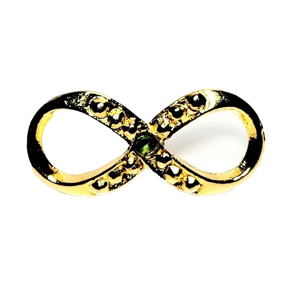 HATTIE CARNEGIE Infinity Brooch Gold GP Green Rhinestone PIN VALENTINE PRISTINE! - Picture 5 of 8